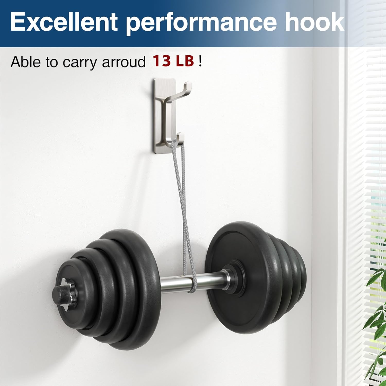 Pickpiff Wall Hooks - 13LB Strong Adhesive Coat & Towel Hanger | Brushed Nickel Finish