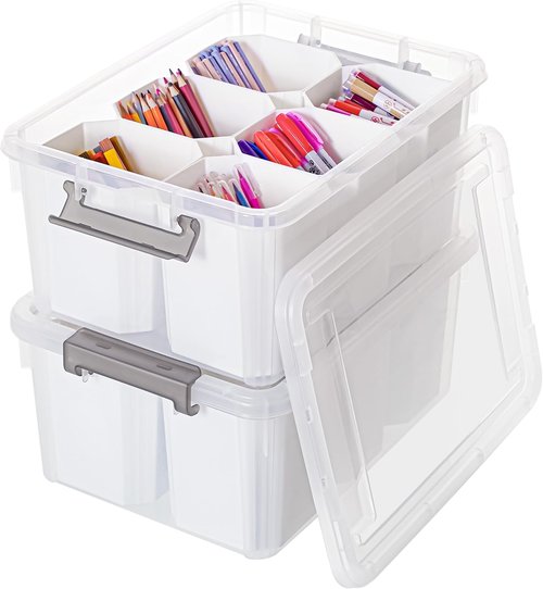 Citylife 17 QT Clear Plastic Storage Bins - Stackable Multipurpose Organizing Containers | 2 Pack