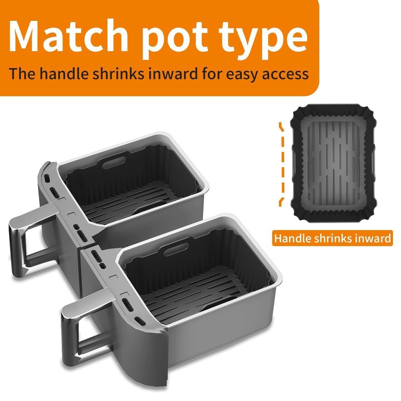 2PCS Silicone Air Fryer Liners, Reusable Silicone Liners for Ninja DZ401, DZ550, DZ302, Ninja Foodi Dual Air Fryer Accessories Baking Tray for 10 QT Airfryer Baskets