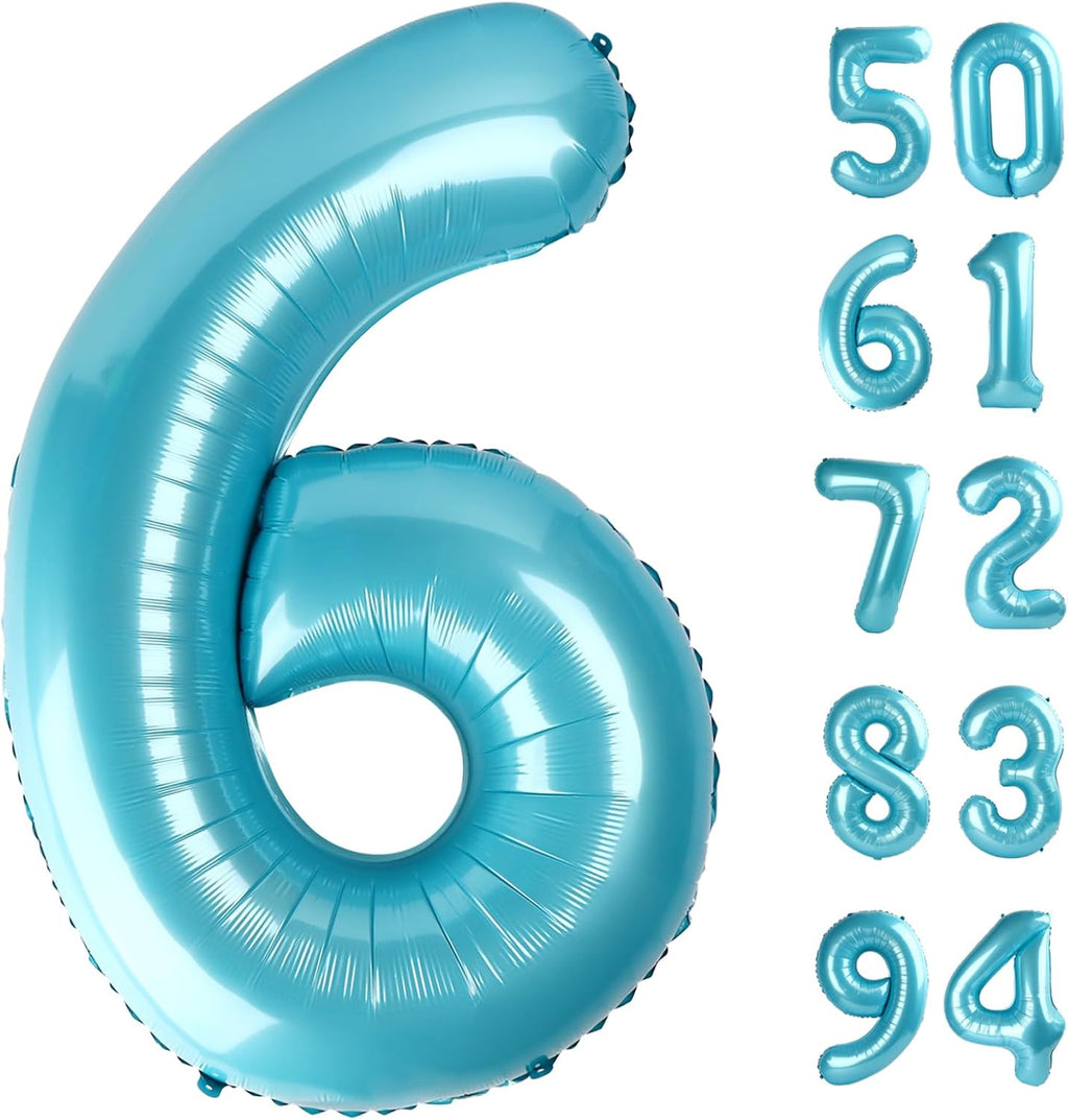 Pearlescent Blue Number 6 Balloon - 40 Inch Birthday Decoration | Perfect for 6th Birthday Parties