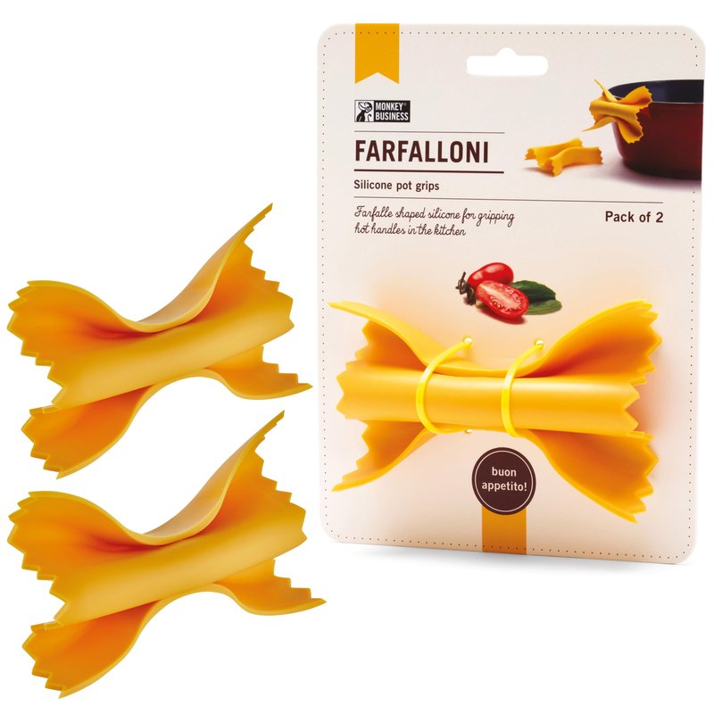 Monkey Business Farfalloni-Shaped Pot Holders – Mini Silicone Pinch Mitts | Fun Silicone Pot Gripper & Kitchen Gadget | Quirky Pasta-Inspired Kitchen Gadgets Collection