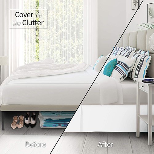 1000 Series College Dorm Room Bedskirts Twin XL Extra Long Ruffled with Split Corner Elegant Design Premium Brushed Microfiber Tailored Drop Easy Care Wrinkle Free - Twin-XL - 26" Drop, White