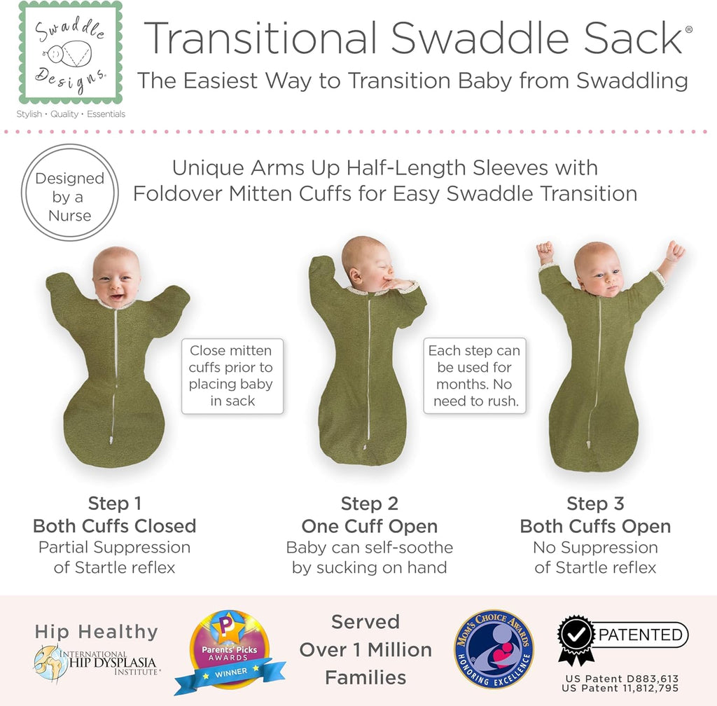 On Safari Amazing Baby Transitional Swaddle Sack - Arms Up Sleeves & Mitten Cuffs, Small 0-3 Months