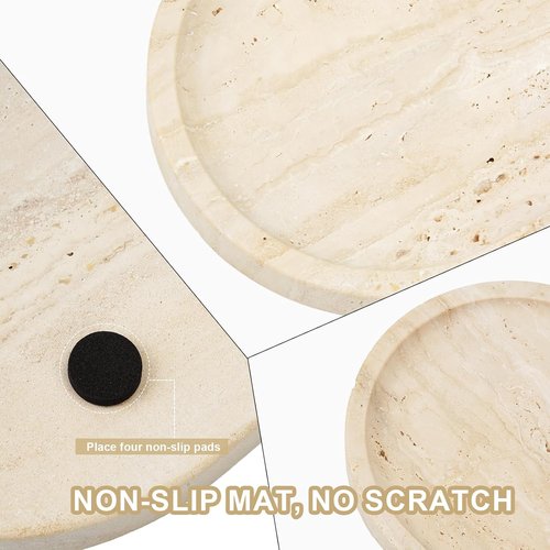 Koville Italian Travertine Tray - Elegant 12"x6" Marble Vanity Catchall for Perfume, Candles, Jewelry