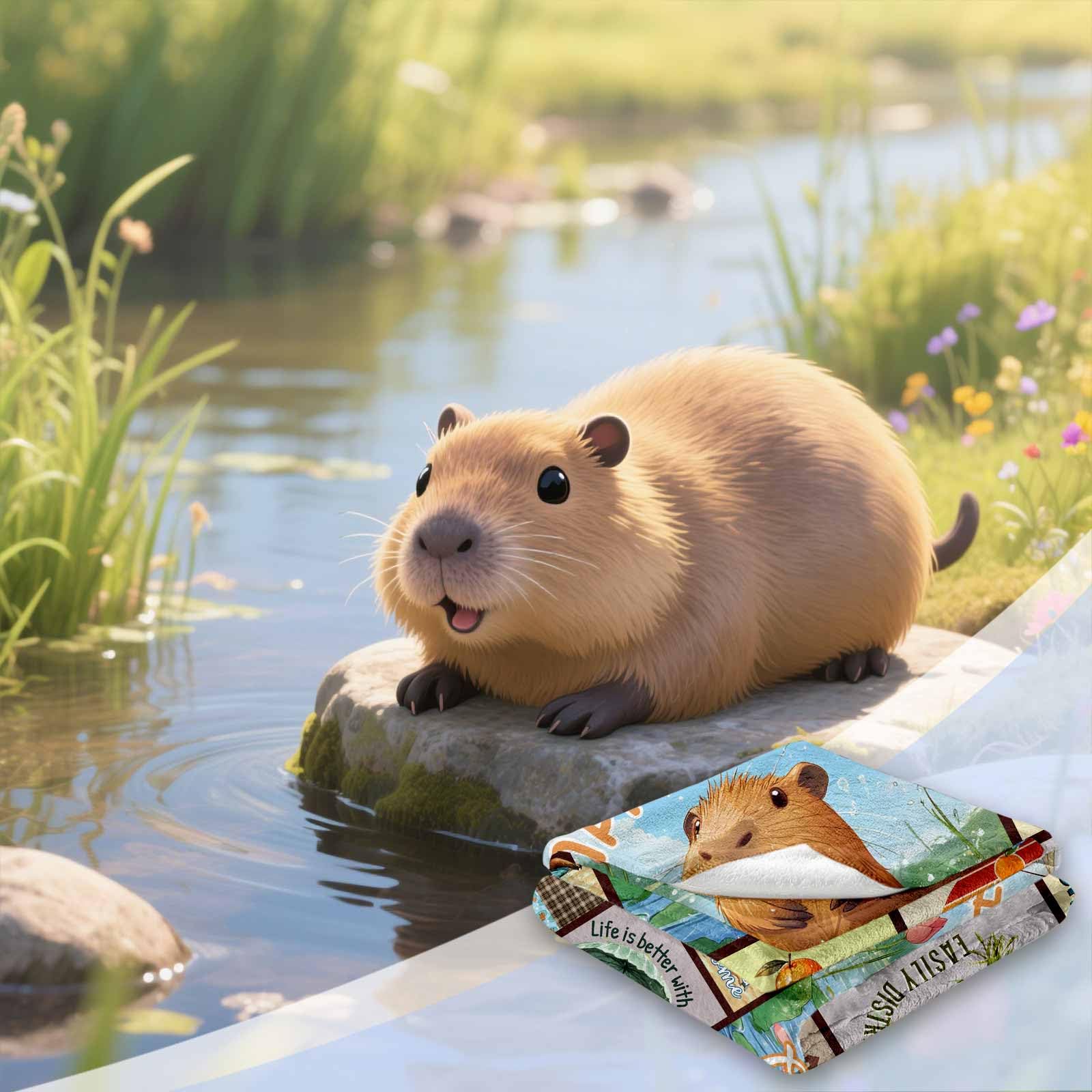 Paoeyty Capybara Gift, Capybara Blankt 60" X 50", Capybara Birthday Decoration, Capybara Blankets for Capybara Lover, Gifts for Capybara Lover, Capybara Gift for Girls Boys