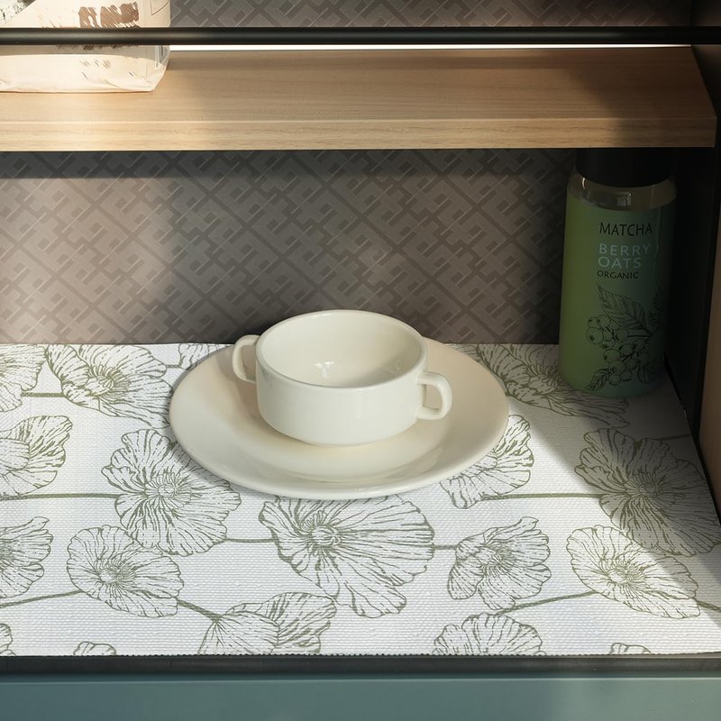 Quttisay Shelf Liner for Kitchen Cabinets Non Adhesive Kitchen Drawer Liner,Non-Slip Lotus Cabinet Liner Shelf Paper,Pantry Shelf Liners for Cabinets Dresser Cupboard Liner Decorative 23.6In x 10FT