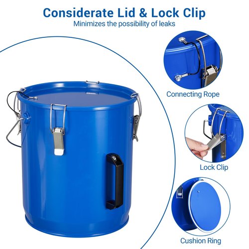 Fryer Grease Bucket 6 Gal, Fryer Oil Bucket with Lid, Oil Disposal Caddy, Coated Carbon Steel Oil Filter Pot with Rust-Proof Coating, Fryer Oil Transport Container with Lock Clips & Filter Bag