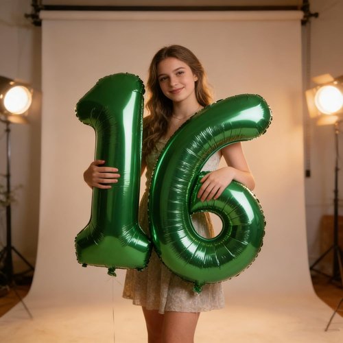 40 Inch Dark Green Number Balloons | Large Foil 16th Birthday Decorations for Sweet 16 Celebrations