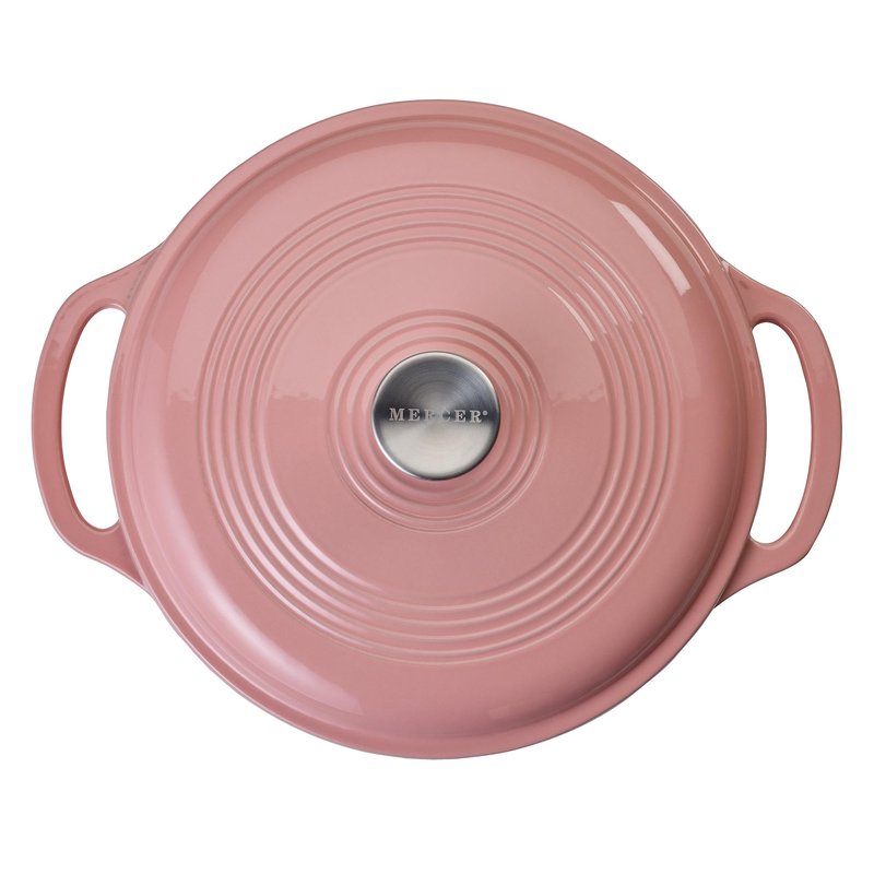 Mercer Culinary Enameled Cast Iron Round Dutch Oven, 6 qt., Pink