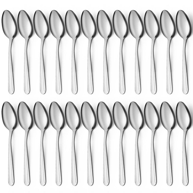 BEWOS 24 Pieces Spoons Set - 7.5 Inchs Spoons Silverware, Stainless Steel Spoon, Dinner Spoon, Dishwasher Safe, Mirror Polished Tablespoons for Home, Restaurant