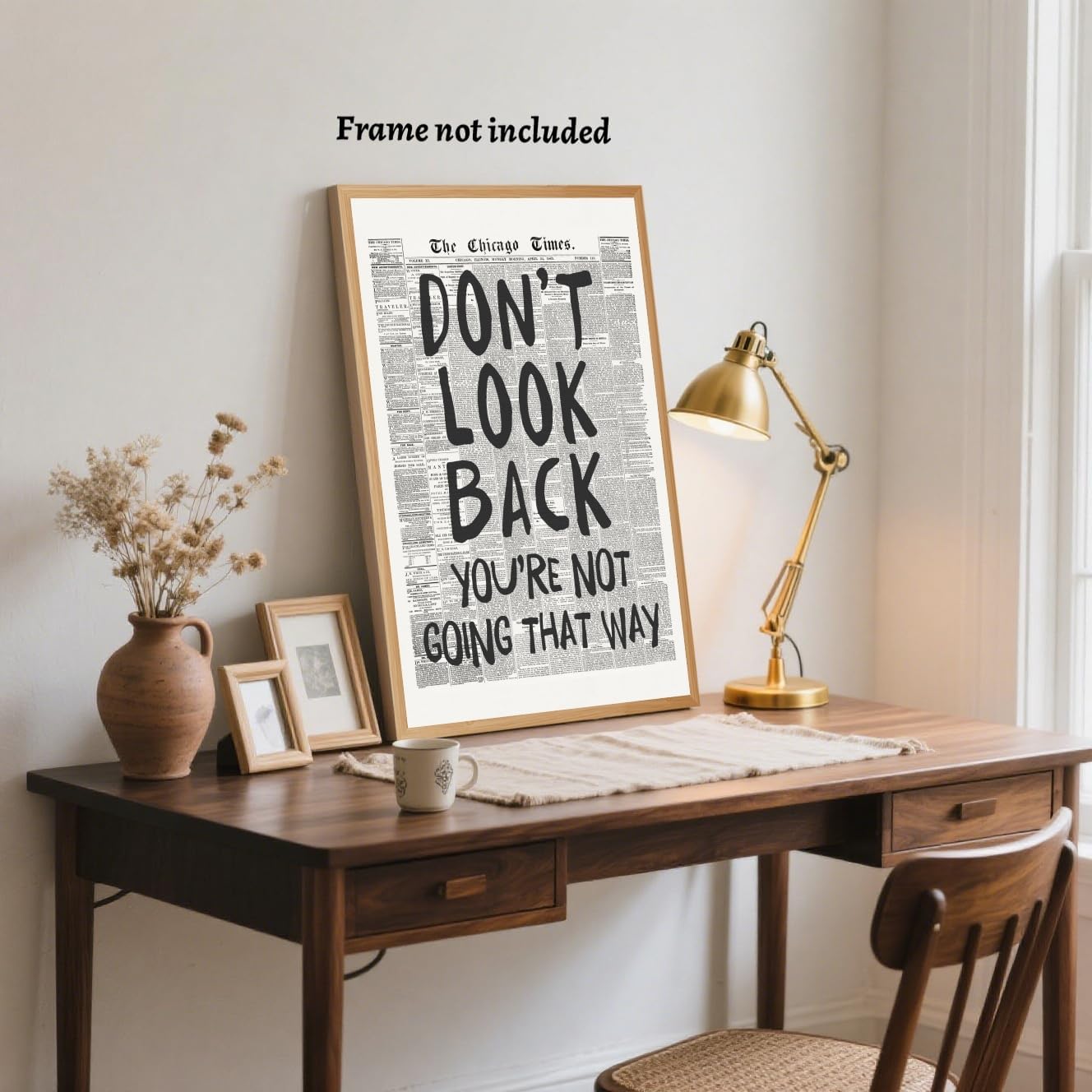 Vintage Newspaper Wall Art - Motivational Quote Poster | Black and White Inspirational Canvas Print 8x12" Unframed