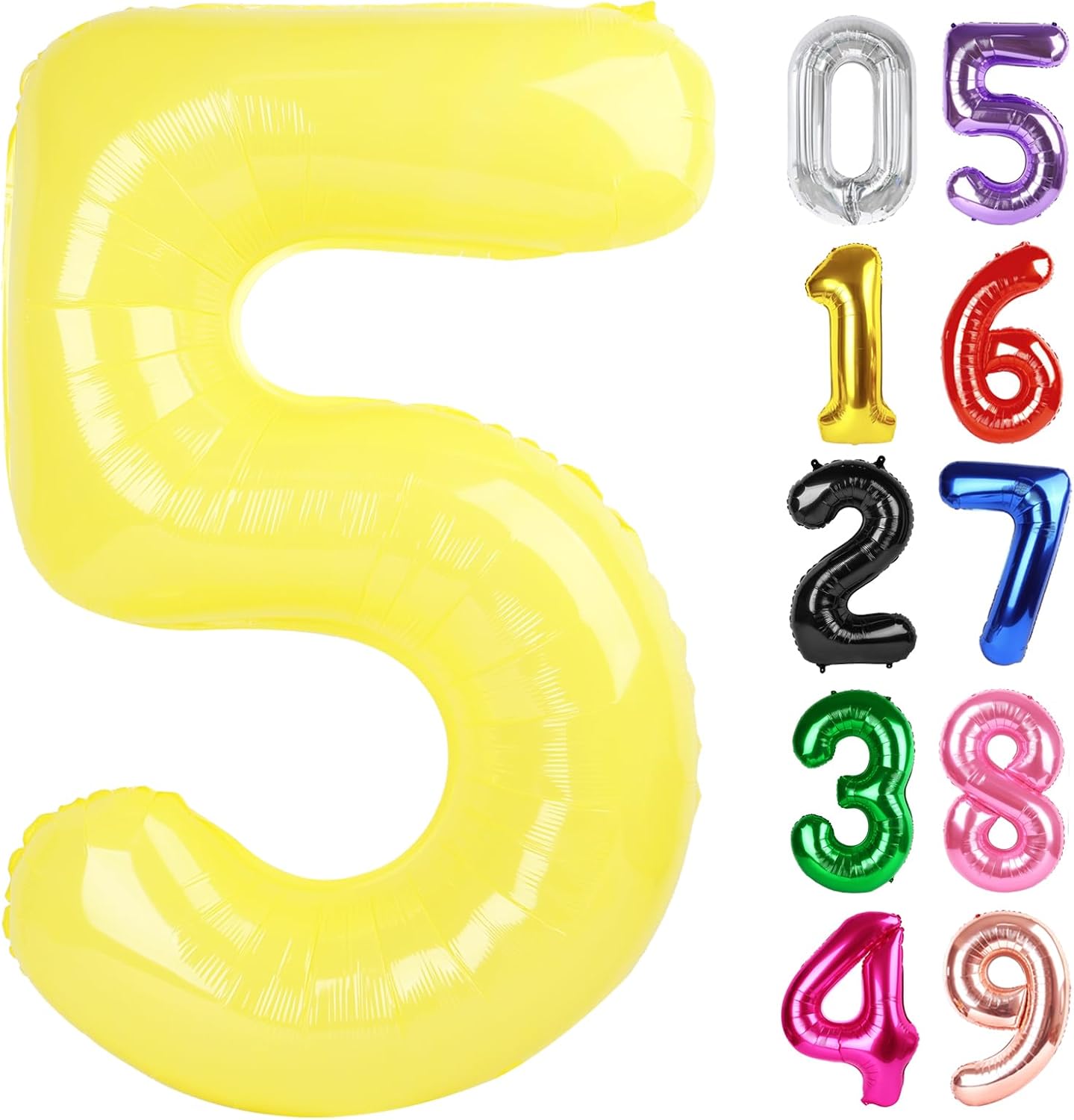 Yellow Number 5 Balloon - 40 Inch Giant Foil Balloon for 5th Birthday Party Decorations