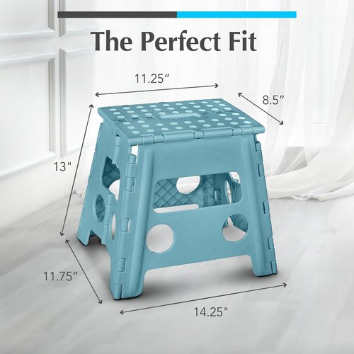 Handy Laundry Folding Step Stool - Lightweight & Sturdy for Adults and Kids | Easy One-Flip Open - Teal, 13 Inch