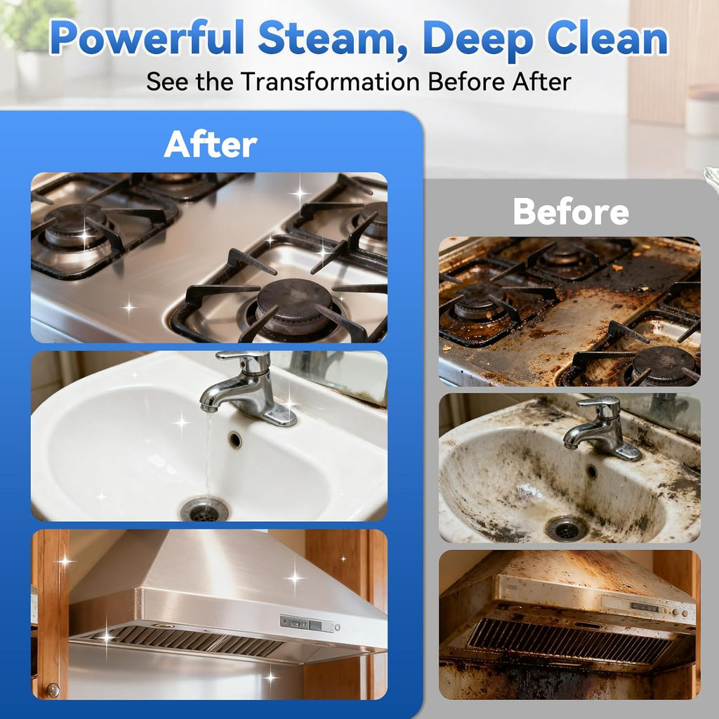 Skiennix Steam Cleaner - 2500W High-Pressure Portable Steamer with 1.4L Tank & 14 Accessories | Fast Heat-Up in 15s