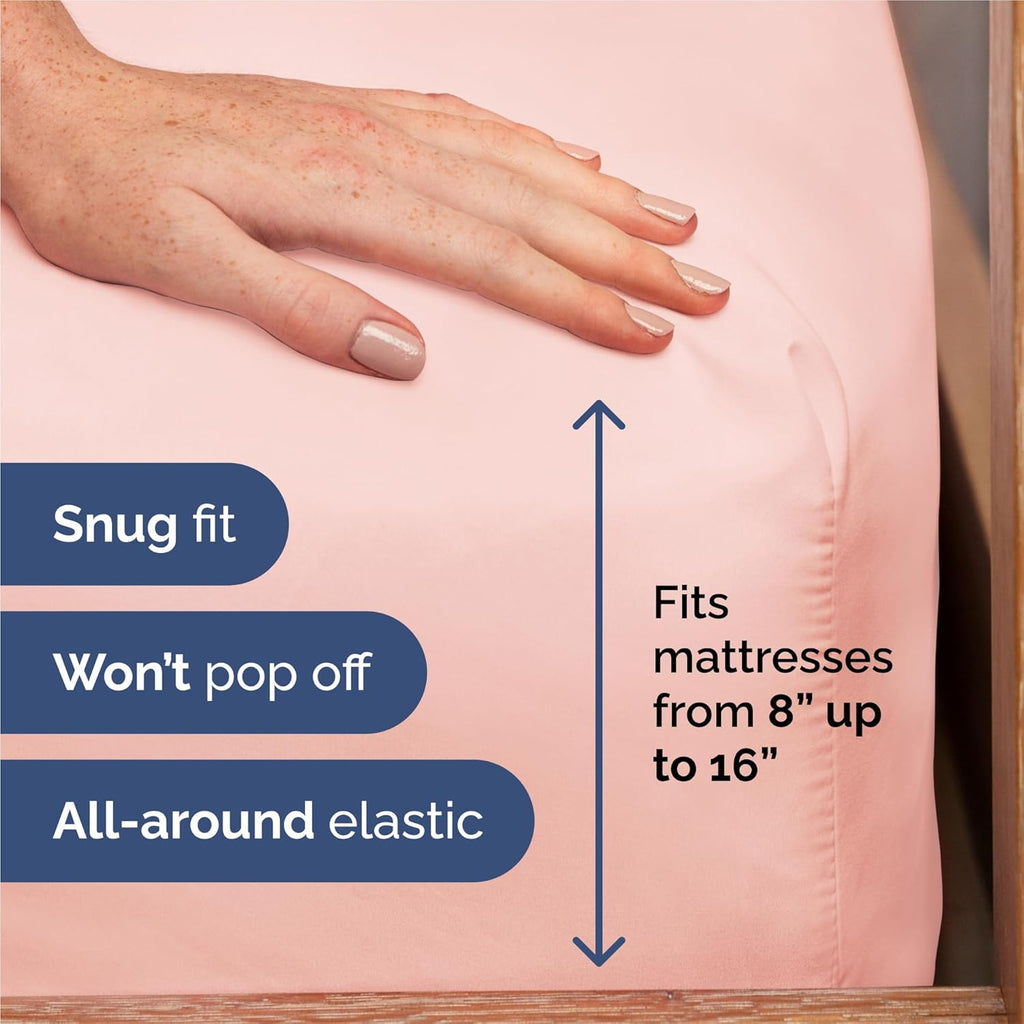 Split King Size Sheet Set by [Brand Name] - Comfy, Breathable & Cooling Luxury Bedding - Deep Pockets, Soft, Wrinkle-Free - Oeko-Tex Certified - Baby Pink