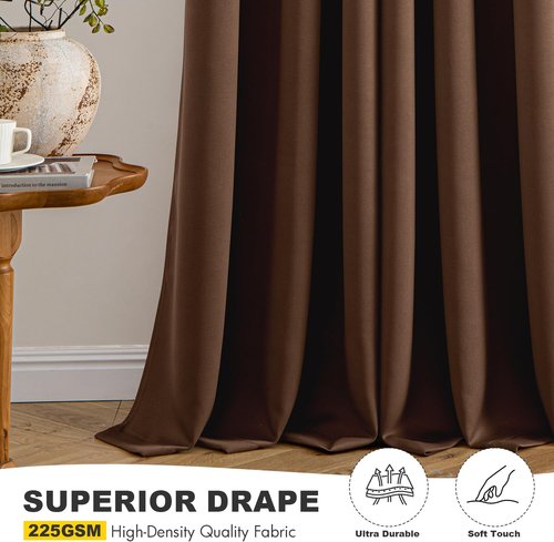 MIULEE Blackout Curtains - Thermal Insulated Room Darkening Drapes | 72-Inch Mocha Brown, 2 Panels