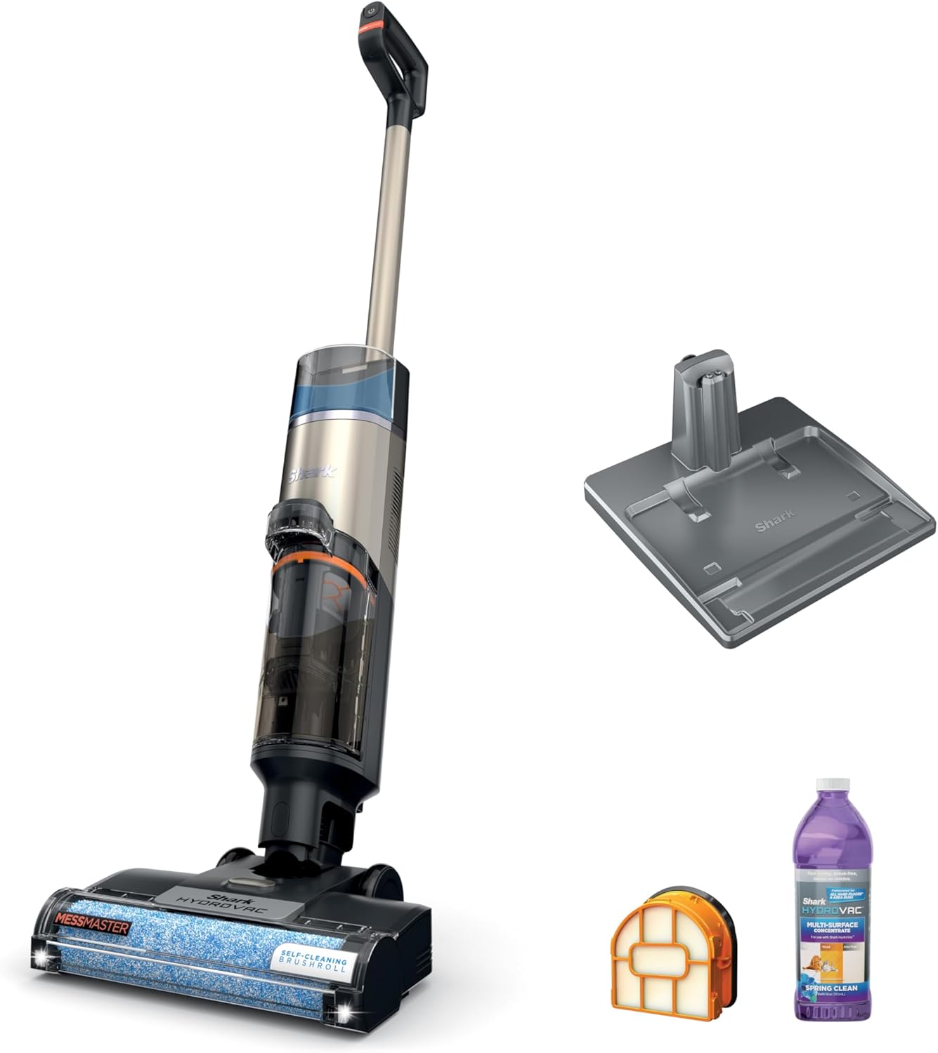 Shark HydroVac MessMaster Cordless Wet Dry Vacuum Cleaner - 3-in-1 Self-Cleaning System, Lightweight & Powerful Suction for Hard Floors & Area Rugs - Rose Gold