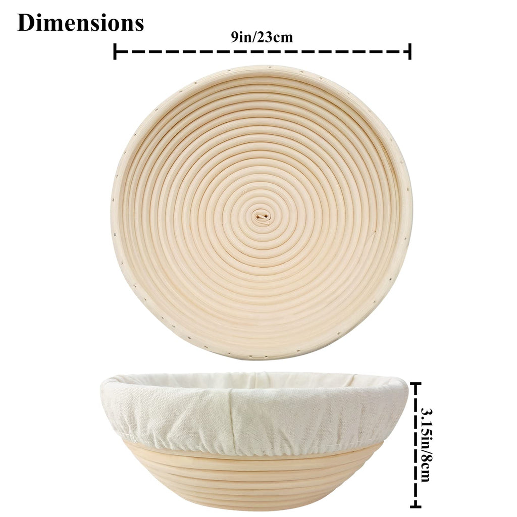 SNAILDIGIT Banneton Bread Proofing Basket Set of 2: 9 Inch Round Sourdough Proofing Bowls for Artisan Bread Making for Professionals and Home Bakers