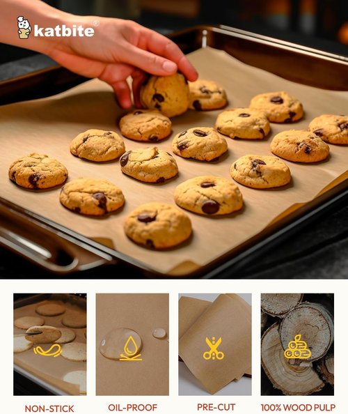 Katbite 350 Pcs Parchment Paper Sheets - Heavy Duty Unbleached, Non-Stick & Oil Proof for Baking, Grilling & Cooking
