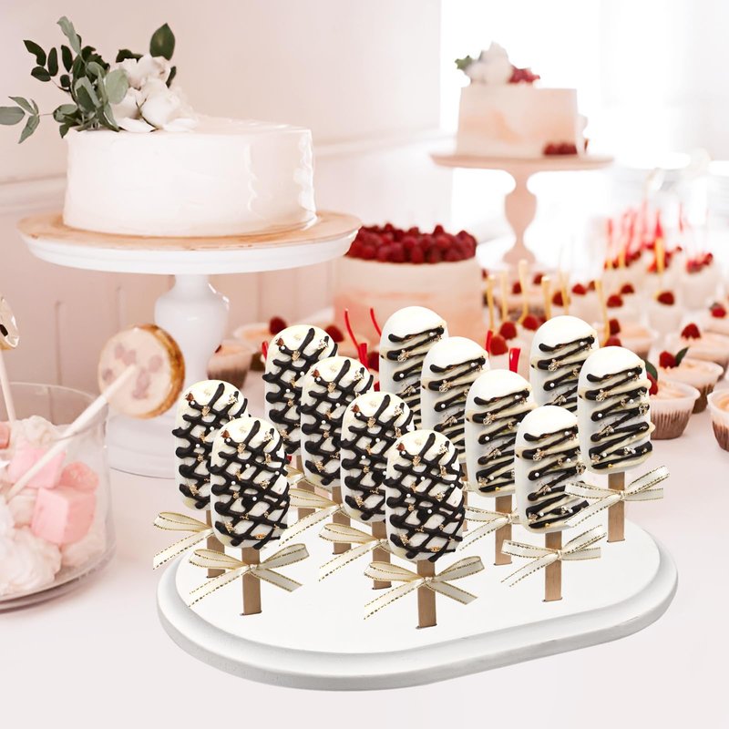 Webake Cakesicle Stand Display Popsicle Sticks Holder 12 Count Wooden Stand Holder for Dessert Table of Wedding Shower Birthday Party