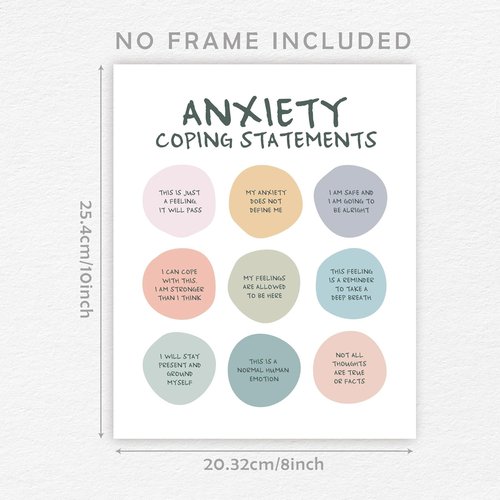 Anxiety Coping Statements Poster - Positive Mental Health Wall Art for Office & School | 8x10 Inch Unframed