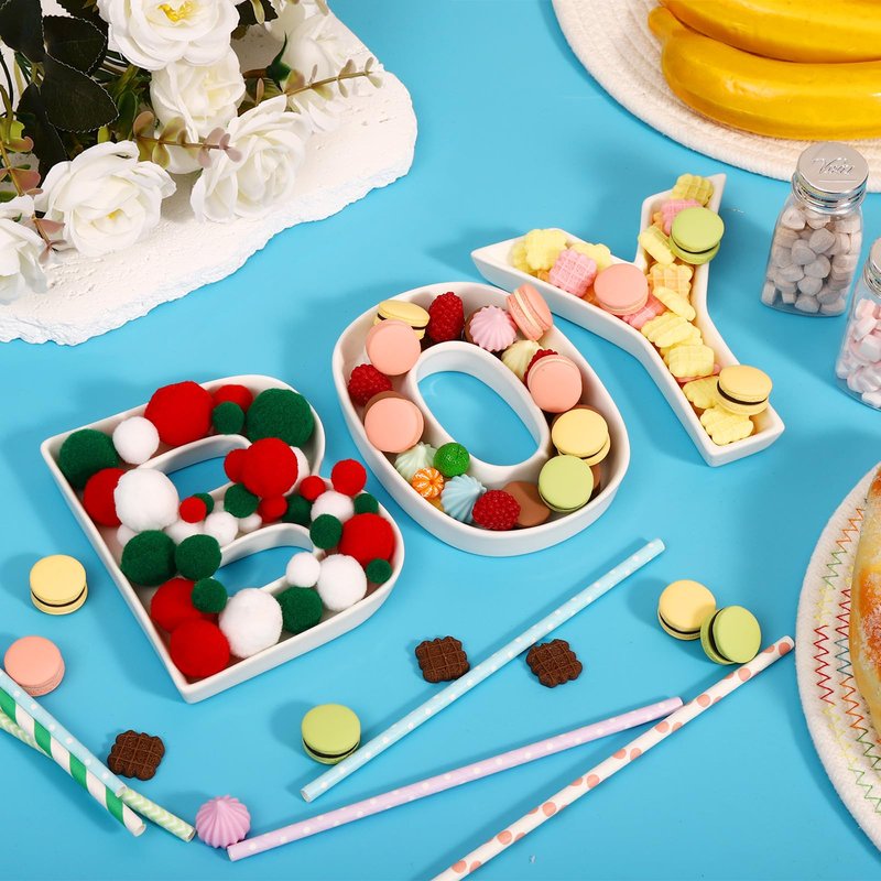 BOY Charcuterie Letters Fillable Ceramic BOY Letter Tray Empty Food Candy Nuts Dish White BOY Letter Set for Baby Shower Gender Reveal Decorations