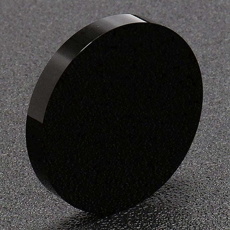 JIEXUAN Black Obsidian Scrying Mirror, Black Obsidian Circle Disc Feng Shui Mirror with Stand, Home Desk Decor Crafts (15cm)