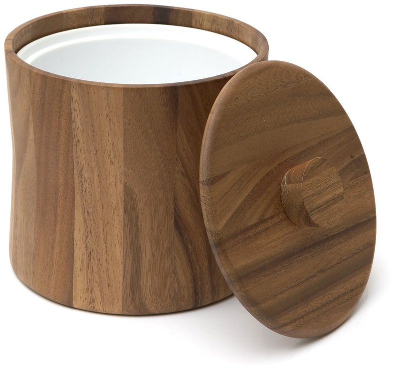 Woodard & Charles Acacia Wood Ice Bucket - 3 Quarts, 8" x 8 1/2"