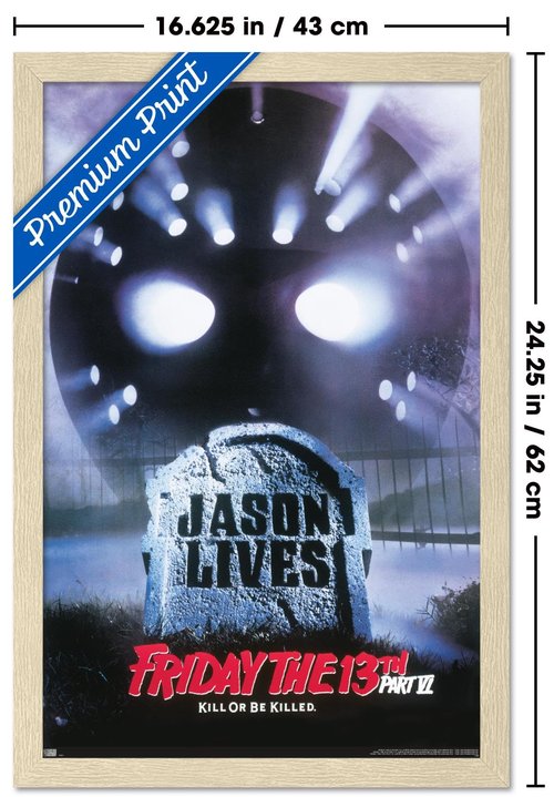 Friday The 13th Part VI: Jason Lives - One Sheet Wall Poster, 22.4L" x 14.7W", Blonde Framed Version