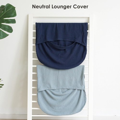 MairMore Muslin Baby Cover - Soft & Breathable 100% Cotton Lounger Slipcover | Neutral, Pack of 2 (Dark Blue)