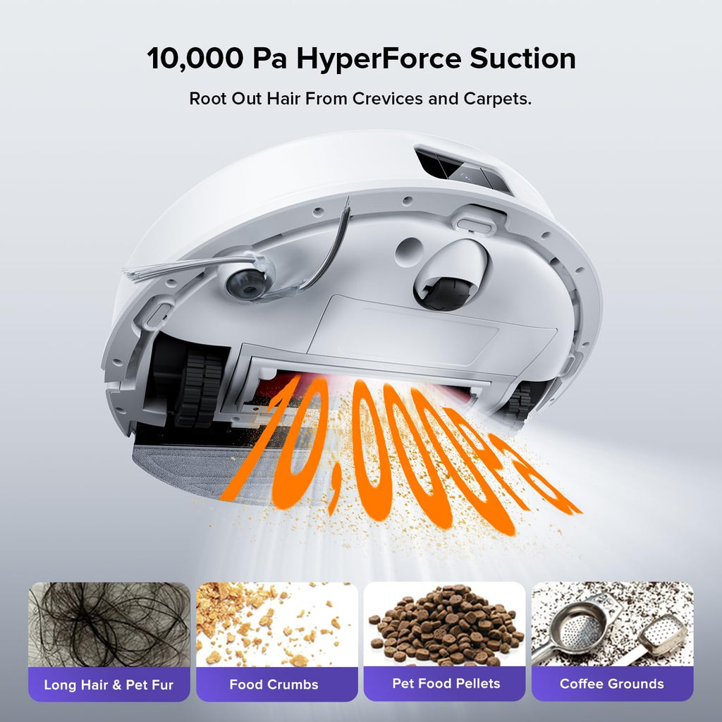 Roborock Q10 S5+ Robot Vacuum & Mop - 10,000Pa Suction, 70 Days Self-Emptying, Sonic Mopping, Ideal for Pet Hair