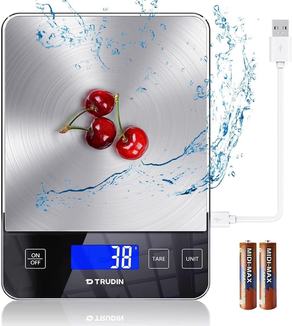 Skiennix 33lb Food Scale - NASA-Grade Digital Kitchen Scale with Waterproof Glass & Steel Platform