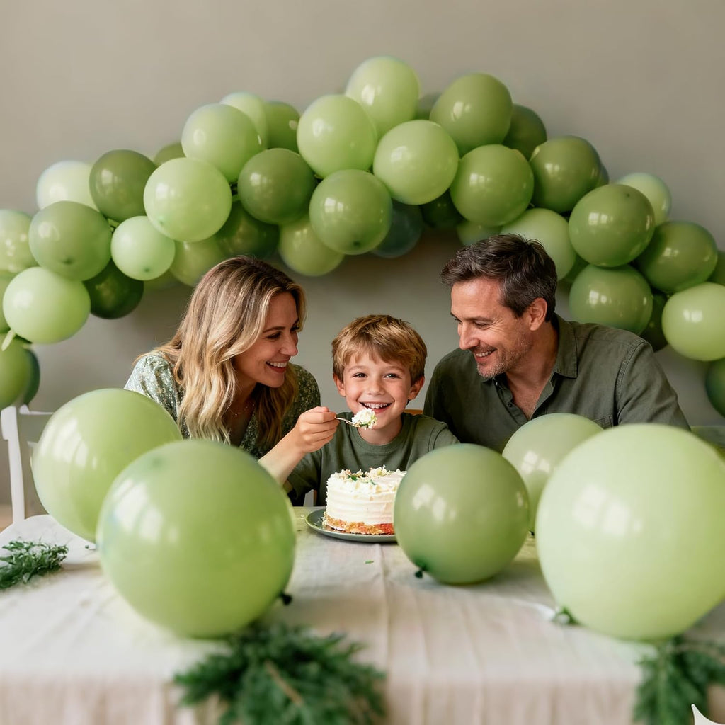 Olive Green Latex Balloons - 110pcs 12 Inch for Birthday Parties, Baby Showers & Weddings | Includes 2 Ribbons