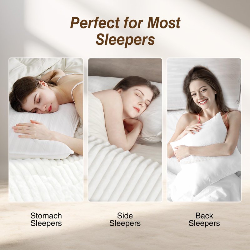 puredown® Goose Feather Down Pillows Set of 2 with 100% Cotton Cover, Hotel Collection Pillows, King Size for Stomach, Side & Back Sleepers