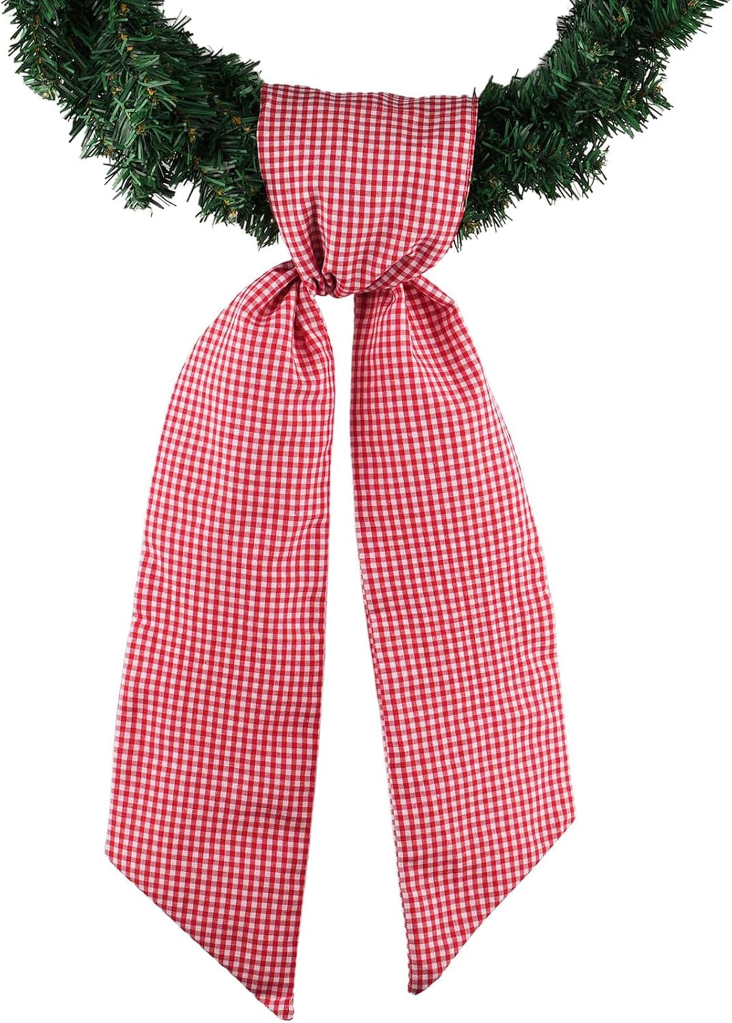 YKW Red & White Gingham Wreath Sash - 5.12" x 54.33" Decorative Ribbon for Holiday & Wedding Decor
