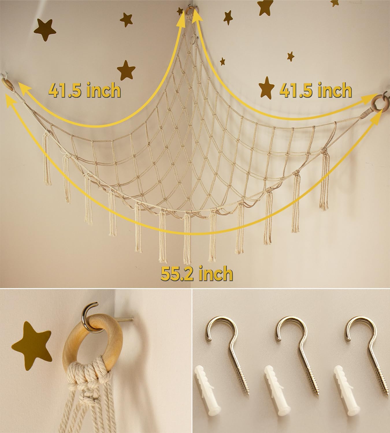 Skiennix Stuffed Animal Storage Hammock - Large Toy Organizer Net for Kids' Room Decor | Plush Holder