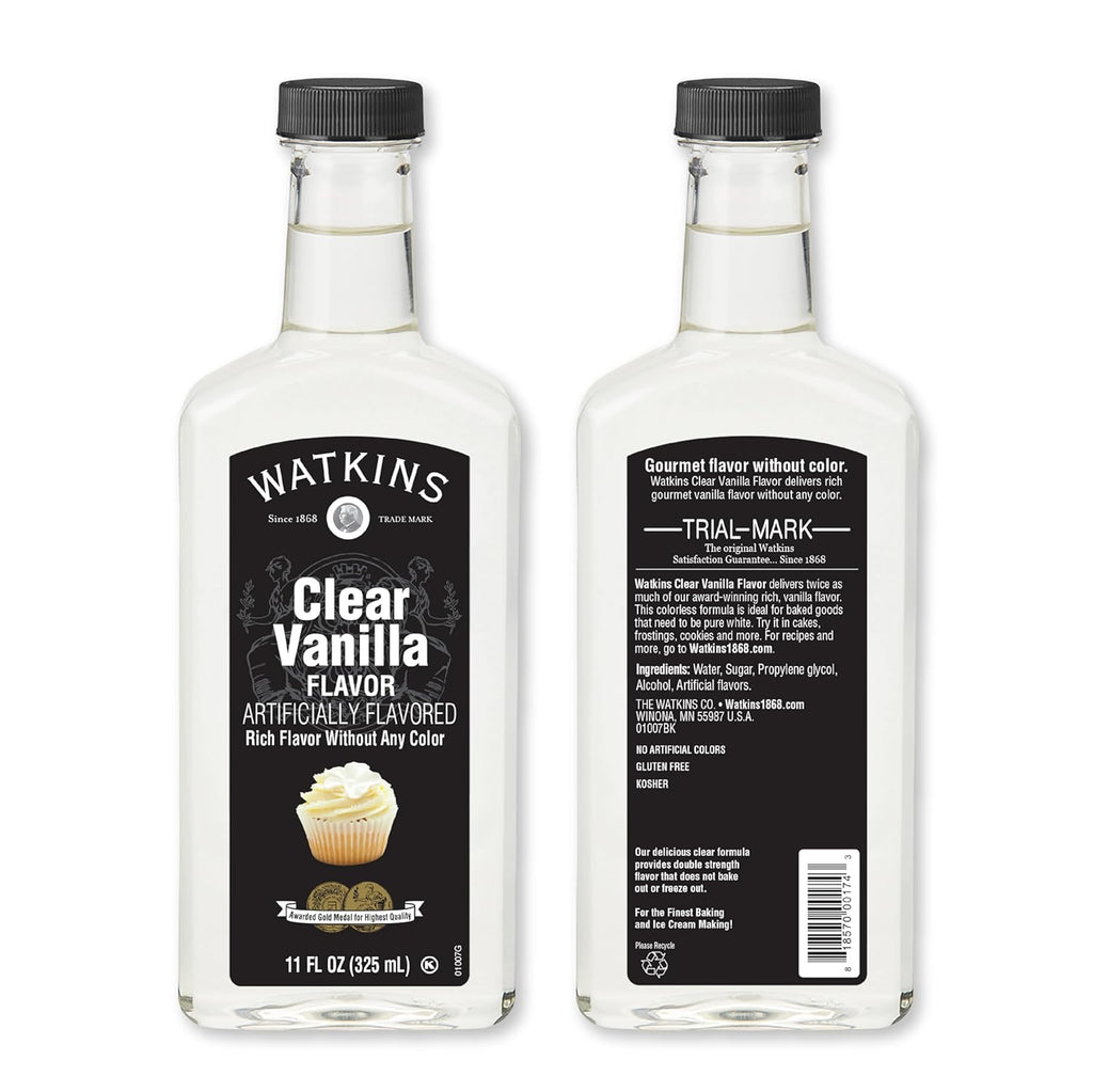 Watkins Clear Vanilla Flavor - 11 Fl. Oz. Bottle | Pure, Versatile Ingredient for Baking & Cooking