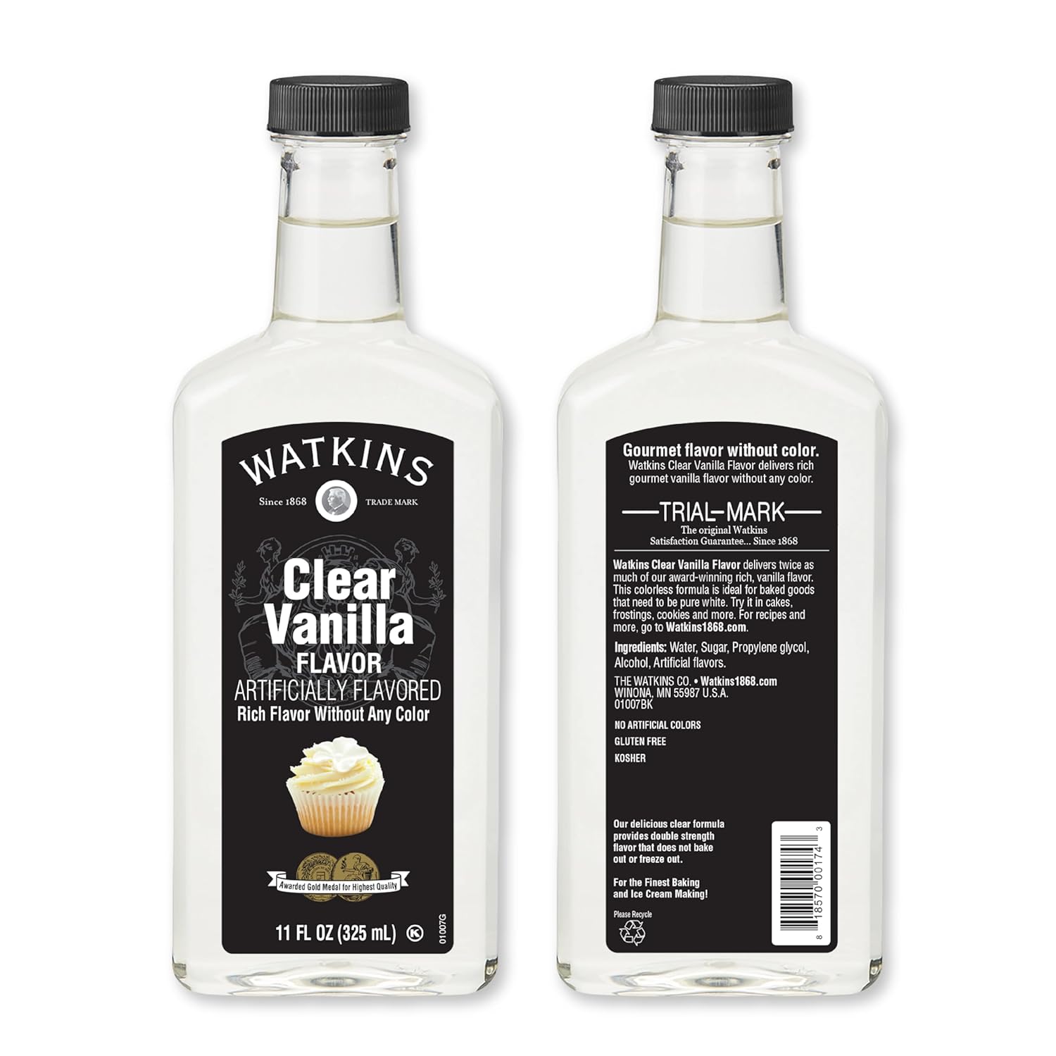 Watkins Clear Vanilla Flavor - 11 Fl. Oz. Bottle | Pure, Versatile Ingredient for Baking & Cooking