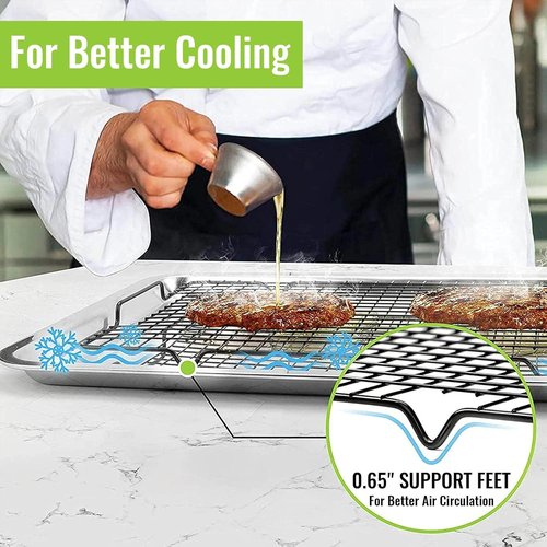 HULISEN Cooling Rack 2 Pack - Nonstick Baking Racks with Handles | 16" x 10" for Cookies & Grilling