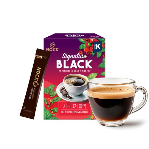 [Nokchawon] Korean Black Instant Coffee - Premium Dark Roast Coffee Sticks for Travel and Office - Sugar Free Zero Calorie Energy Boost for Daily Wellness - 20 Sticks