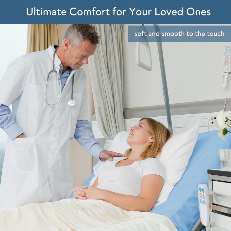 Hospital Bed Sheets Fitted 36" x 80" x 9", 2 Pack Blue Hospital Bed Fitted Sheets for Home & Hospital Care Beds, Soft Hospital Bed Sheets with Elastic All Around