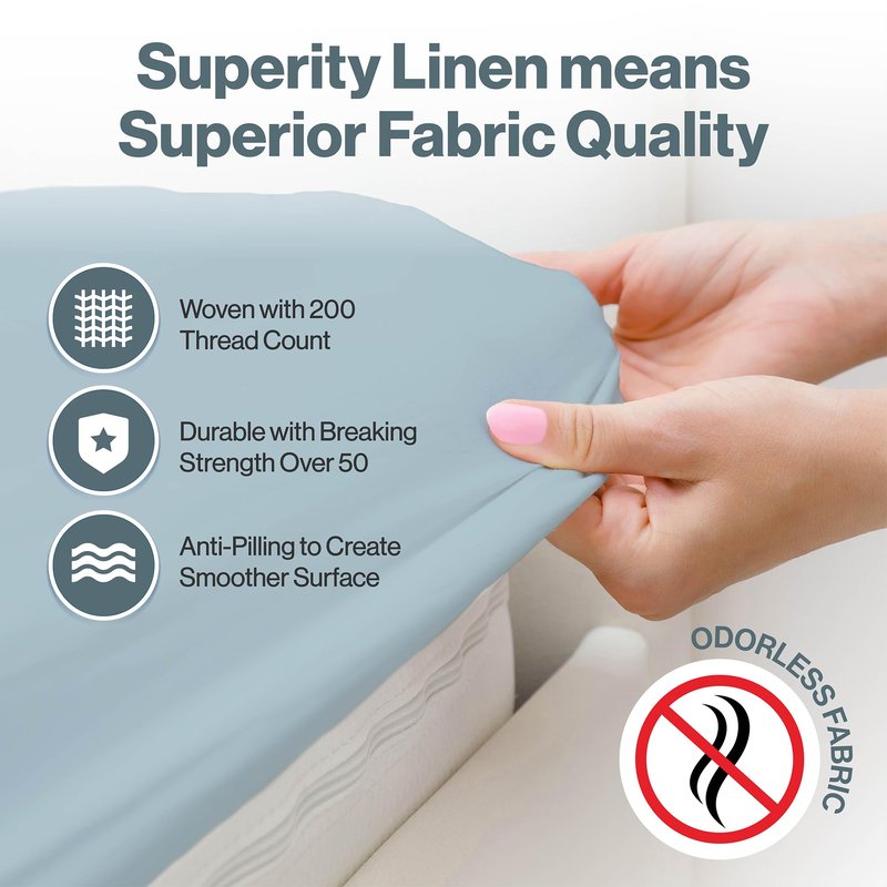 Superity Luxurious Hotel Quality RV Fitted Sheet 100% Cotton Ultra Soft, Skin-Friendly & Hypoallergenic Deep Pocket Fits 12 Mattress Easy Care & Snug Fit (RV Size 48 x 75)