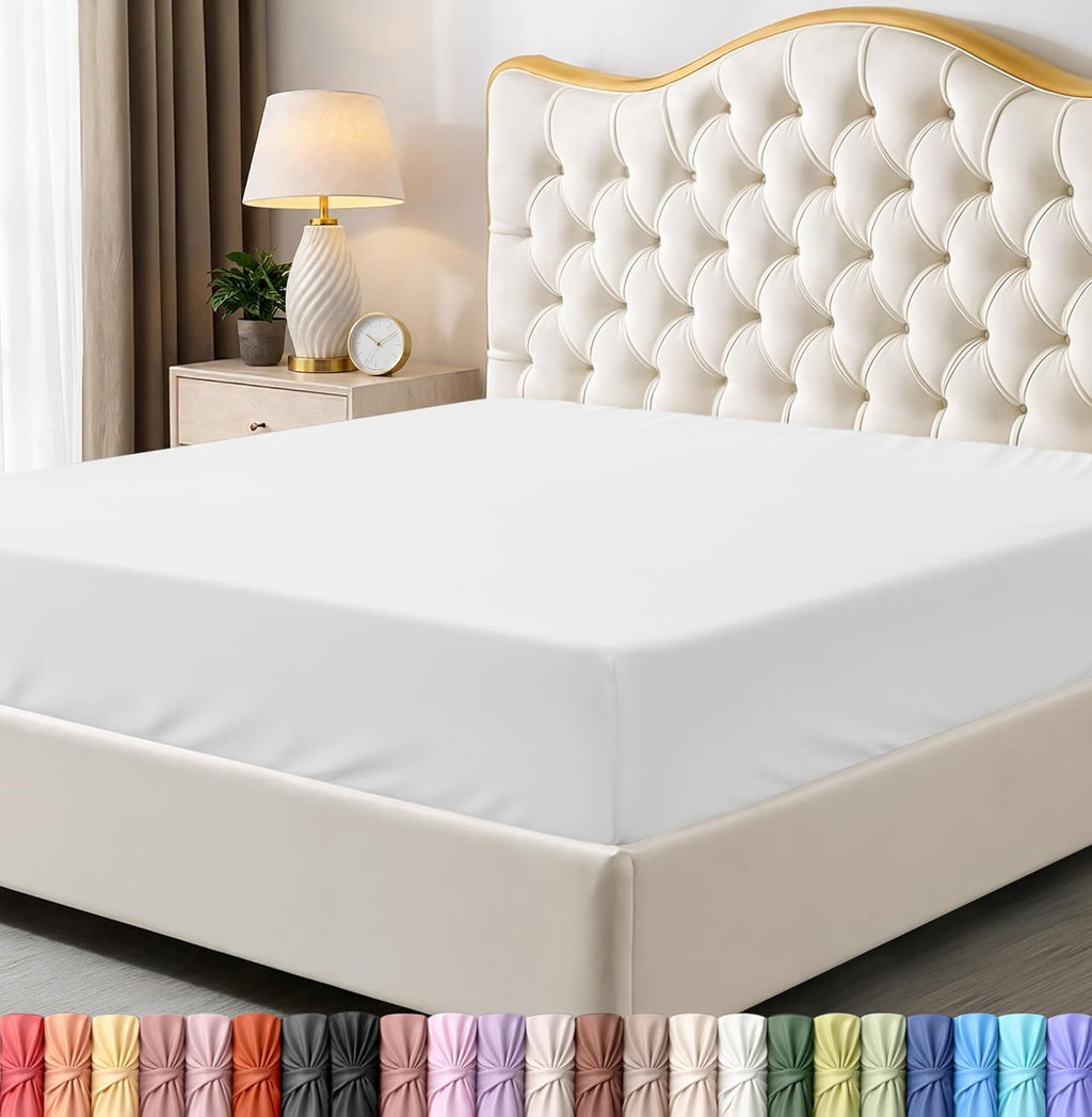 Utopia Bedding King Fitted Sheet - Deep Pocket Microfiber for Ultimate Comfort - Easy Care (White)