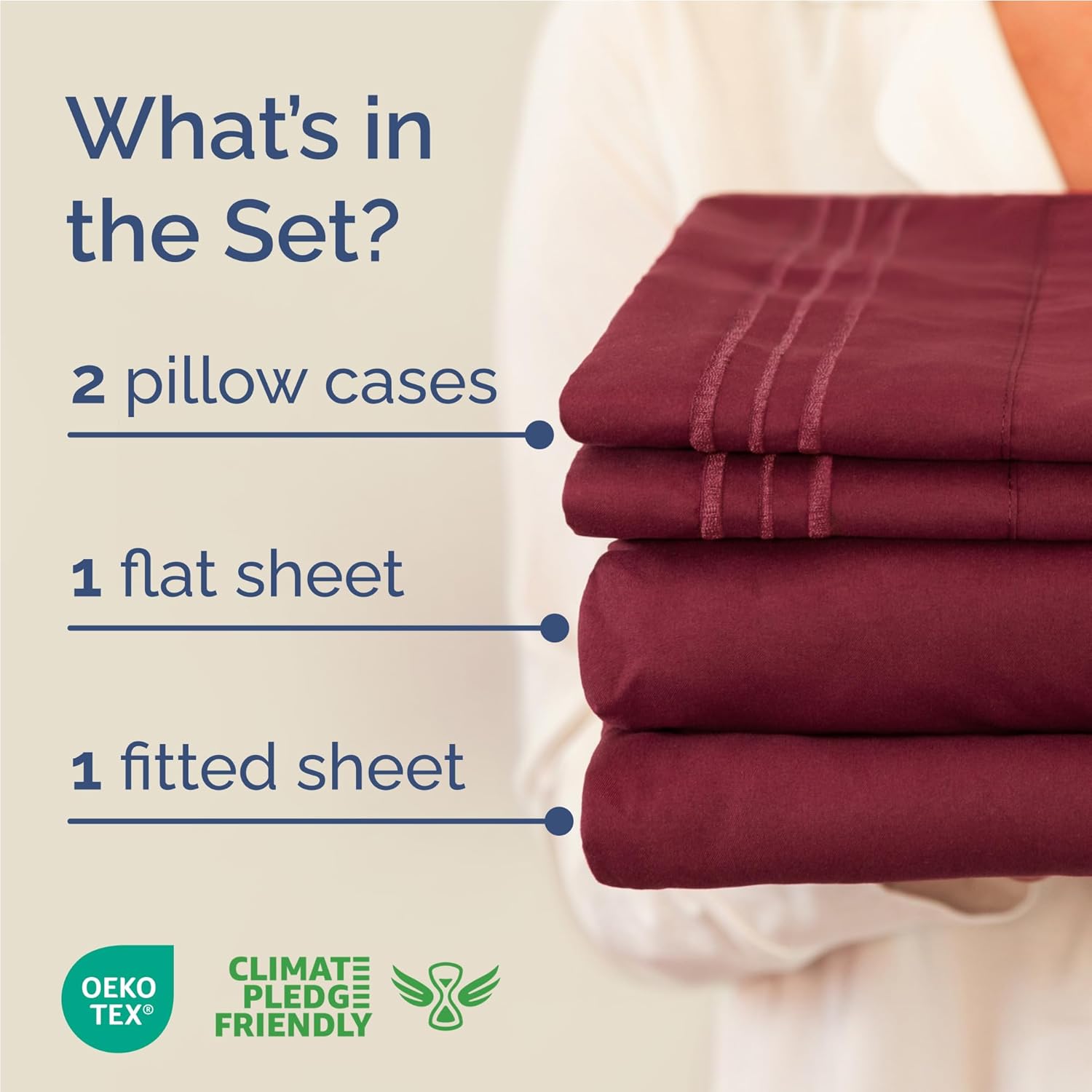 Skiennix Full Size 4 Piece Sheet Set - Comfy Cooling Bed Sheets - Ultra-Soft, Wrinkle-Free, Deep Pockets - Oeko-Tex Certified - Burgundy