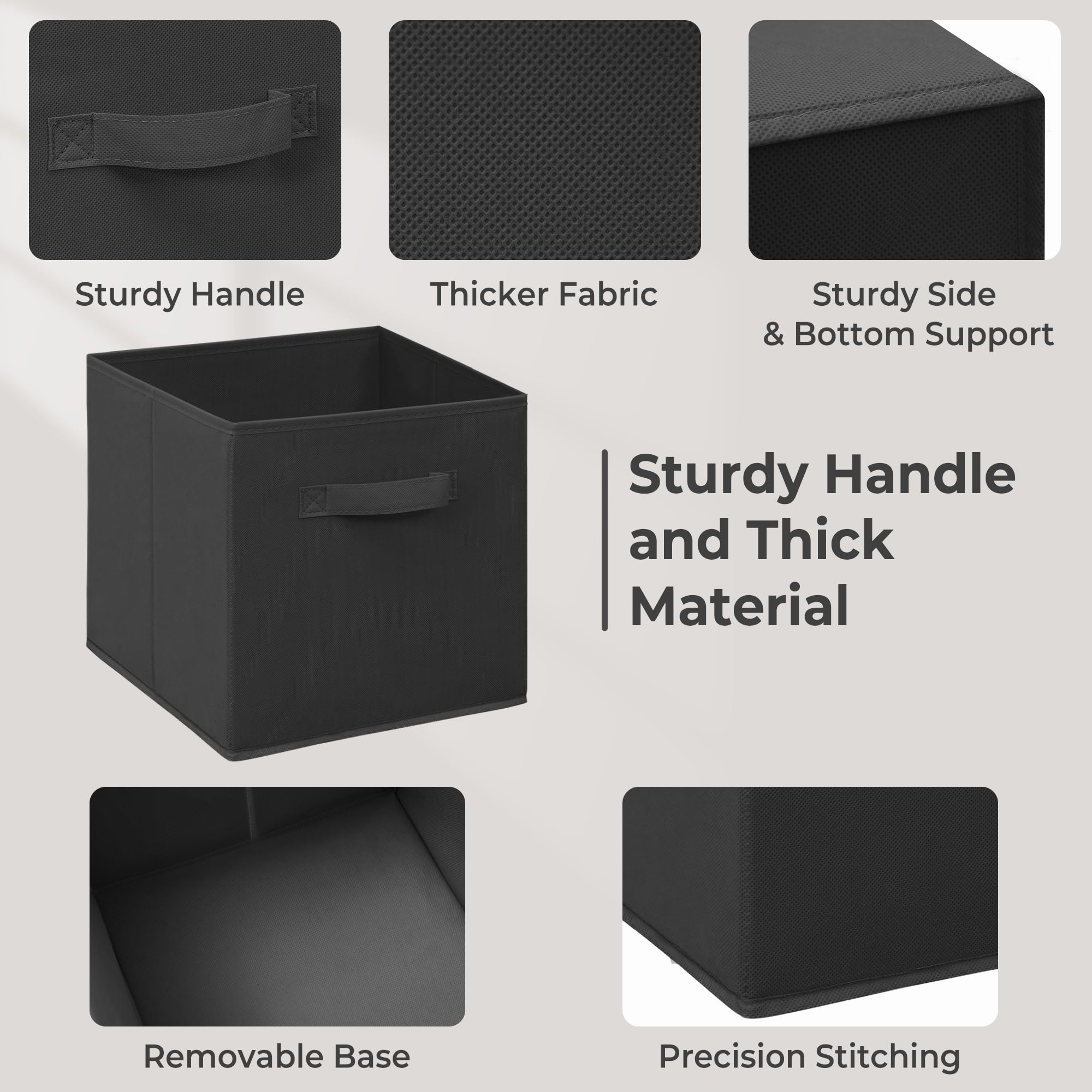 STORAGEIDEAS 11x11 Inch Storage Bins Cubes, Fabric Foldable Storage Box, Collapsible Closet Organizer for Clothes, Blankets, Office, Bedroom, Living Room, Shelf Cabinet, Bookcase, Black, 12 Pack