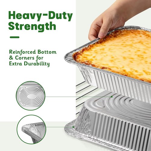 Extra Heavy Duty 9x13 Aluminum Pans by [Brand Name] - 40 Pack of Deep Disposable Foil Baking Pans