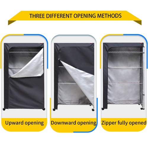 ZYSUOR Waterproof Shelf Cover Heavy Duty Shelving Cover Dustproof Storage Wire Rack Covers, with Two-Way Zipper 40" Wx18 Dx72 H (No Shelves,Black)