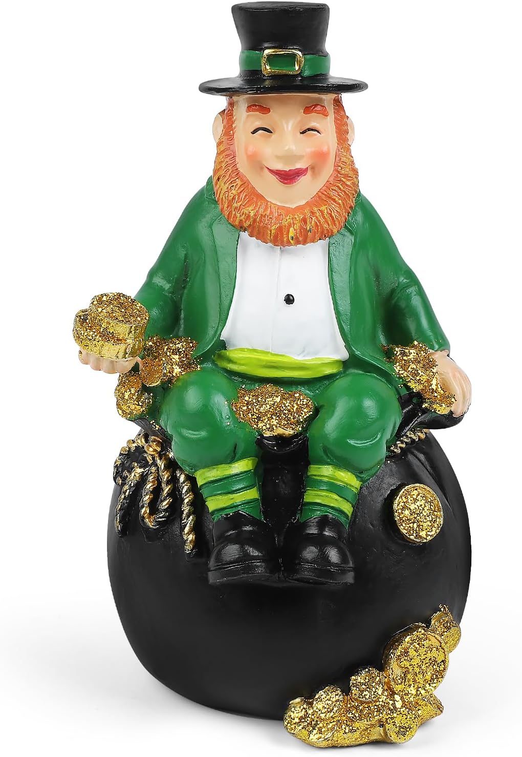 St. Patrick's Day Gnomes Figurines - 5.7-Inch Irish Resin Leprechaun Decor for Home & Table