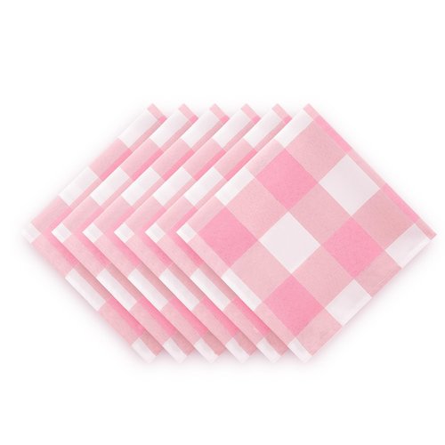 Buffalo Plaid Table Napkins Set of 100 Checkered Cloth Napkins 17x17 inch Washable Dinner Gingham Pattern Napkins Soft Napkins for Wedding Party Dining Banquet(Pink and White)