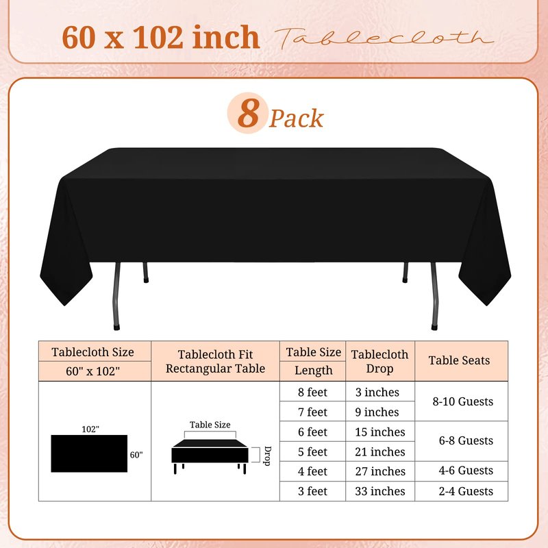 REWOMC 8 Pack Round Tablecloth 90 Inch - Lavender Polyester Table Cloth for Round Table, Premium Washable Fabric Table Cover for Wedding Party Banquet Restaurant Reception